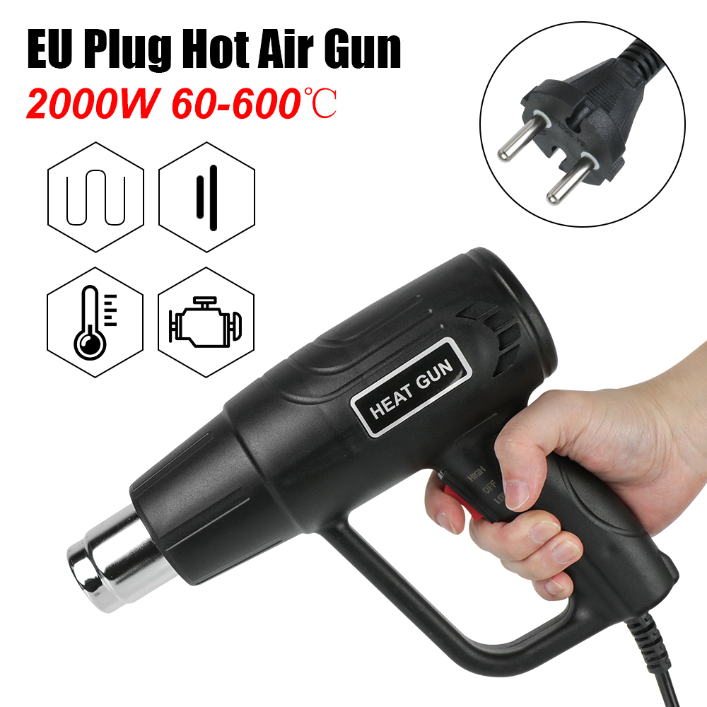 Heat Gun Variable - 電気熱風ヒートガン,LCDなし,2000w,50hz,60-600 ℃,溶接ラップブロワー,電動加熱ツール,可変温度,ヘアドライヤー