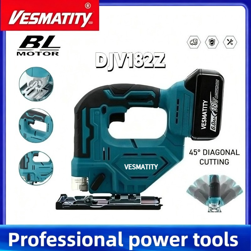 Power Tools Jigsaw - DJV182Z 340W ブラシレスジグソー（鋸刃付き）コードレスバレルハンドル ポータブル大工用電動工具 マキタバッテリー対応