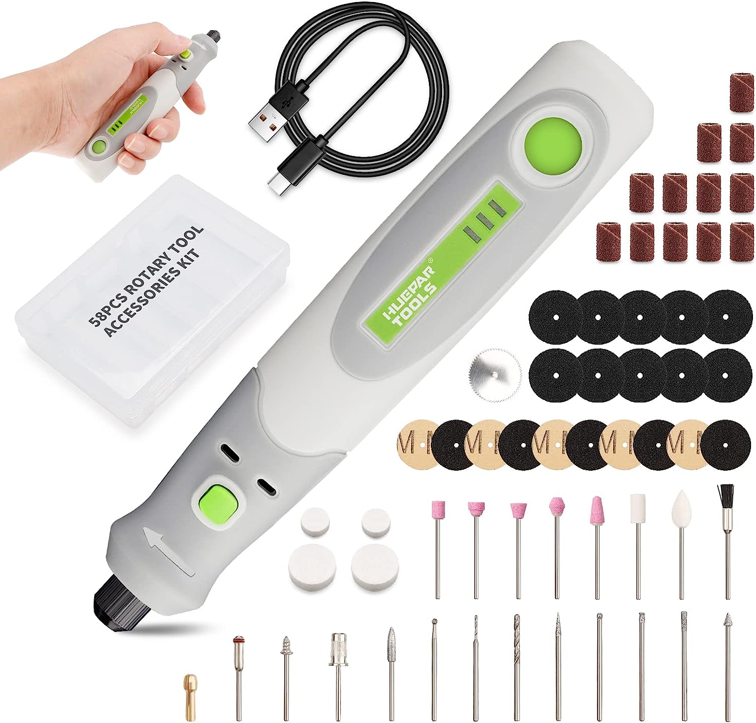 Power Tools Jack - 電気ドリルダイグラインダー彫刻ポリッシャー 4V ミニコードレスロータリーツールセットキット Huepar ツール RT4-基本