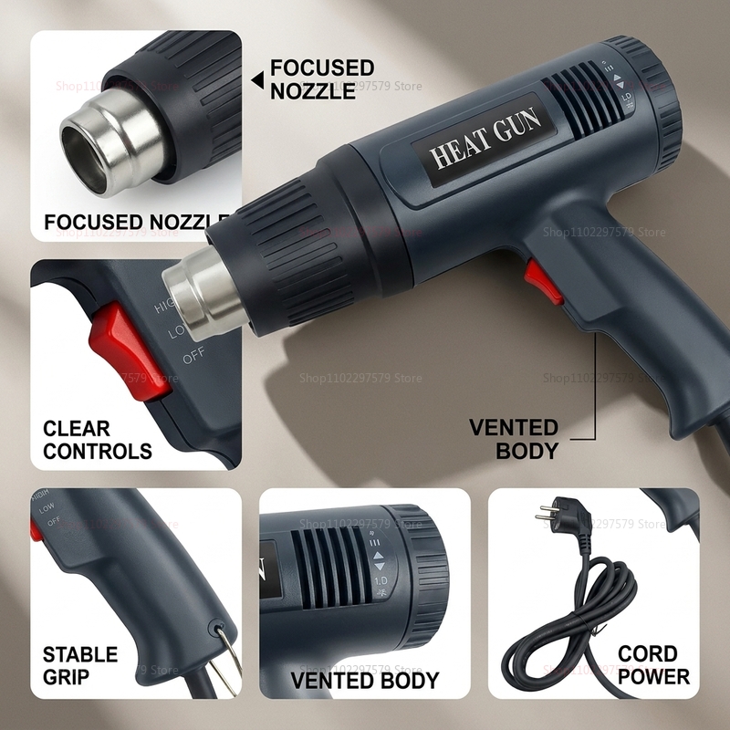 ホットエアガン 220V ヒートガン 2000W 可変式 高 - Heat Gun Variable のレビューと価格